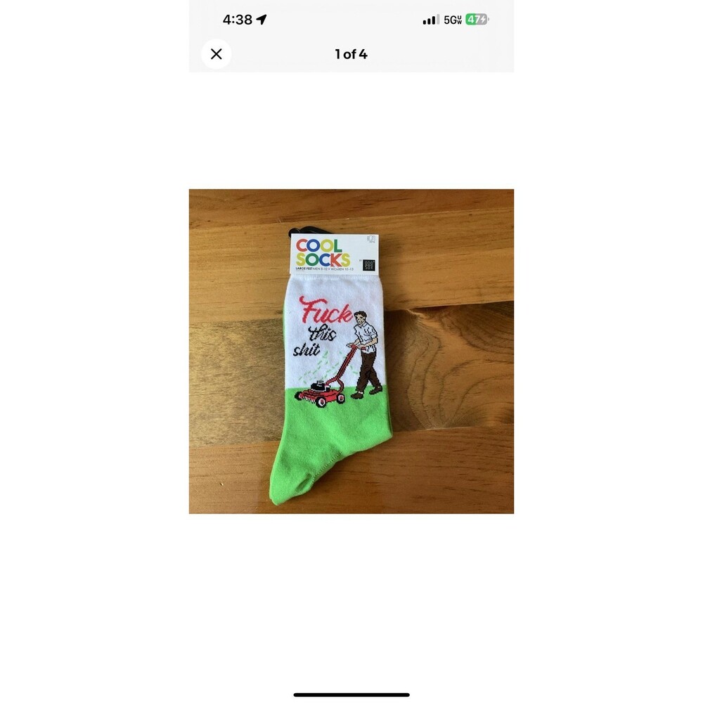 COOL SOCKS Funny Quote Unisex Mid Calf Crew Socks Lg Mens 8-12 Woman 10-13 New